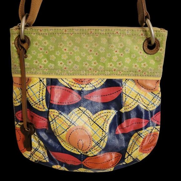 Vintage Fossil Floral Pattern Crossbody Bag With Adjustable Strap - Picture 5 of 6